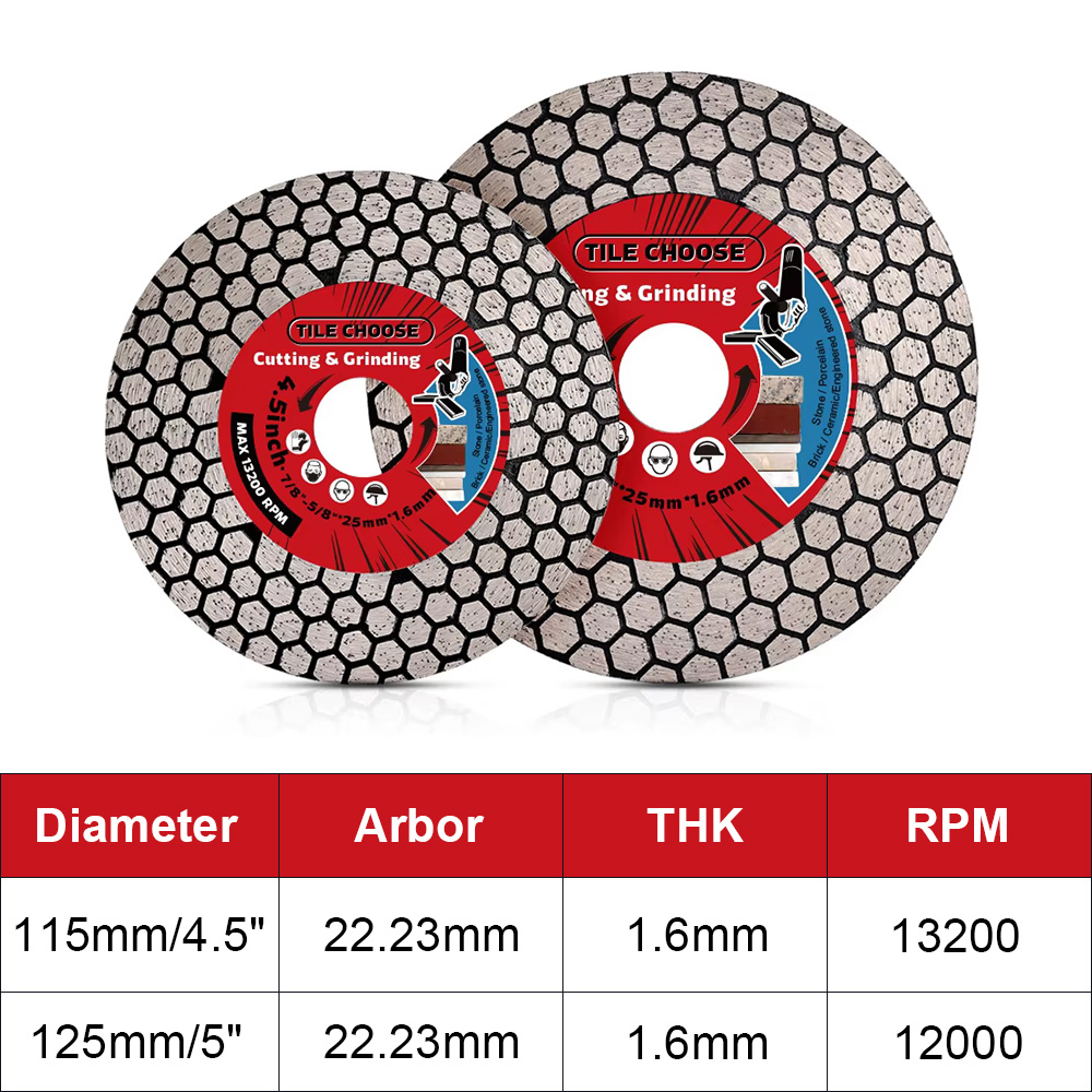 Brick Cutting Saw - D115mm/125mm ใบมีดเพชรตัดเพชรกระเบื้องเซรามิคพอร์ซเลนหินอ่อนใบเลื่อยวงเดือนสําหรับตัดบดหิน