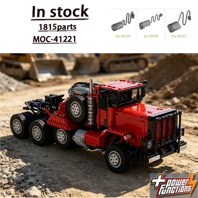 Heavy Equipment Certificate - MOC-41221M911Red Edition รถบรรทุกขนส่งอุปกรณ์หนัก ชุดประกอบแบบต่อประกอบ บล็อกตัวต่อ รุ่น