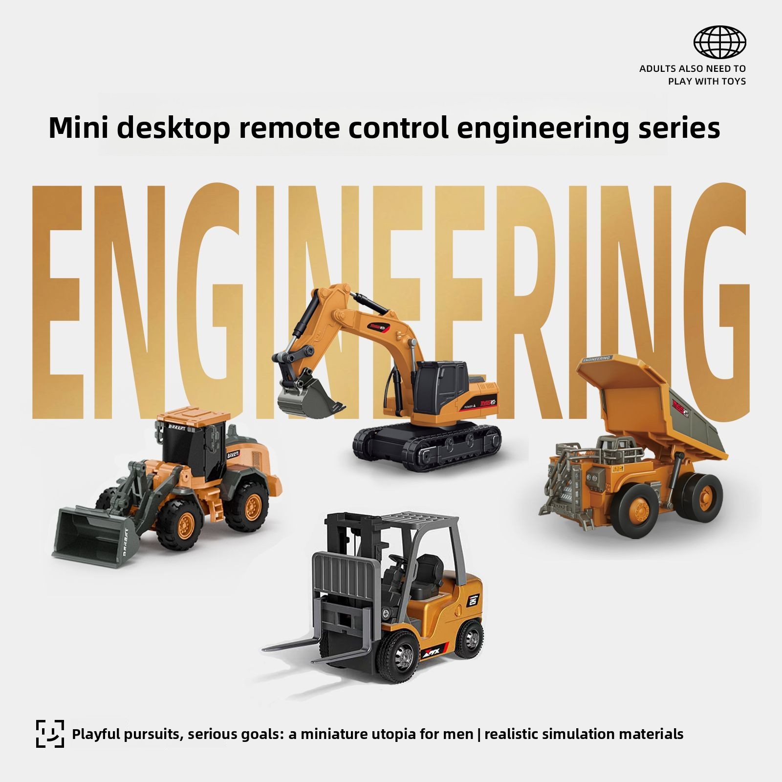 Heavy Equipment Vehicles - ชุดรถวิศวกรรม RC โลหะขนาด 1:64 รถบรรทุกเหมือง รถขุด