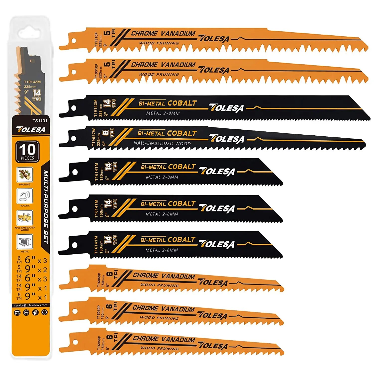 Brick Cutting Saw - TOLESA 10PCS ลูกสูบ Bi-โลหะใบเลื่อยสําหรับตัดแต่งกิ่งไม้ PVC ตัด